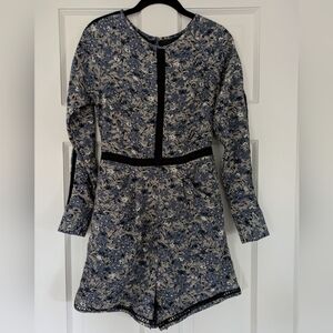 Ranna Gill Blue and Cream Patterned Garment